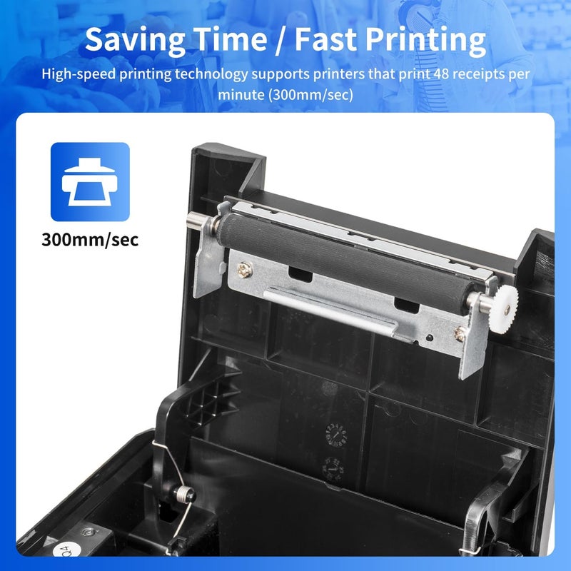 NetumScan USB POS Receipt Printer, 80mm Thermal Receipt Printer with Auto Cutter Cash Drawer, 300mm/s, Support Windows/Mac/Linux, Restaurant Kitchen Printer for ESC/POS(Only USB Interface) 8360 - Image 3